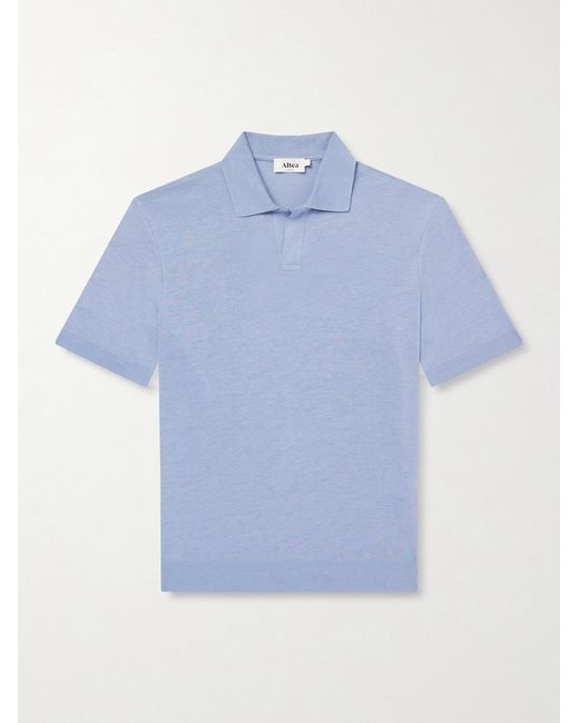 Altea Blue Pierre Lyocell And Cotton-blend Polo Shirt for men