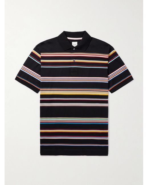 Paul Smith Black Striped Cotton-Piqué Polo Shirt for men