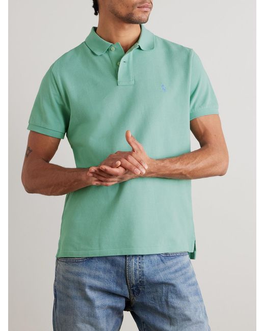 Polo Ralph Lauren Green Logo-Embroidered Cotton-Jersey Polo Shirt for men