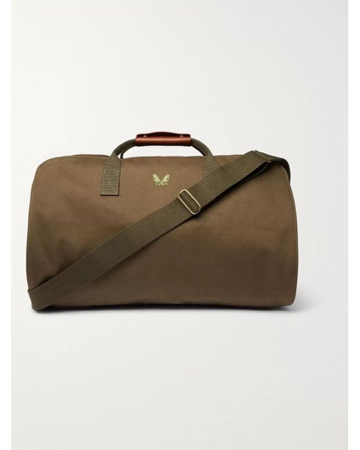 Bennett Winch Brown Leather-Trimmed Cotton-Canvas Suit Carrier And Holdall for men