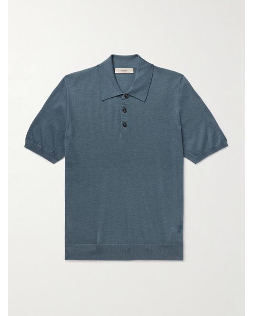 James Purdey & Sons Blue Tantallon Slim-Fit Merino Wool Polo Shirt for men