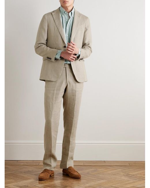 Button-Down Collar Checked Cotton-Poplin Shirt di Sid Mashburn in Blue da Uomo