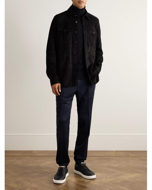 Zegna Blue Tapered Wool Trousers for men