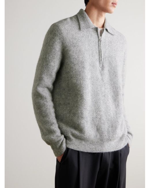 NN07 Gray Alfie 6651 Knitted Half-zip Sweater for men