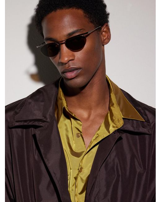 Saint Laurent Natural Round-frame Silver-tone Sunglasses for men
