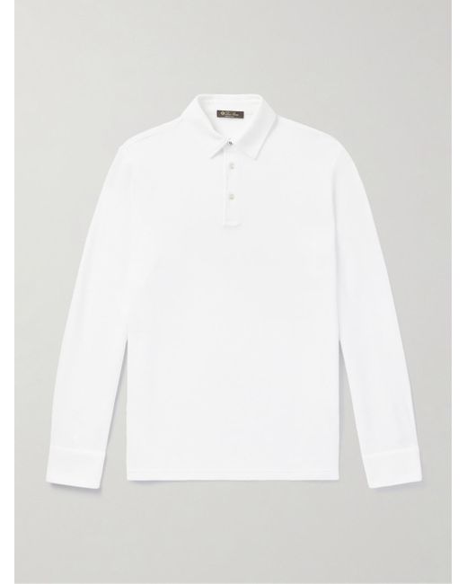 Loro Piana White Cotton-piqué Polo Shirt for men