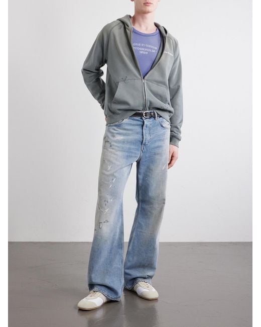 Acne Gray Fupiter Logo-Print Embroidered Cotton-Jersey Hoodie for men