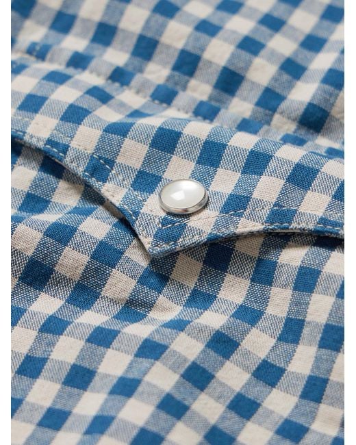 Camicia stile western in cotone biologico a quadretti Sigge di Nudie Jeans in Blue da Uomo