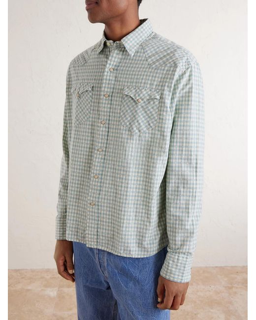 Polo Ralph Lauren Blue Gingham Cotton-Flannel Shirt for men