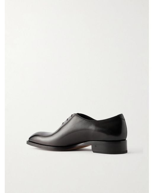 Tom Ford Black Whole-Cut Leather Oxford Shoes for men