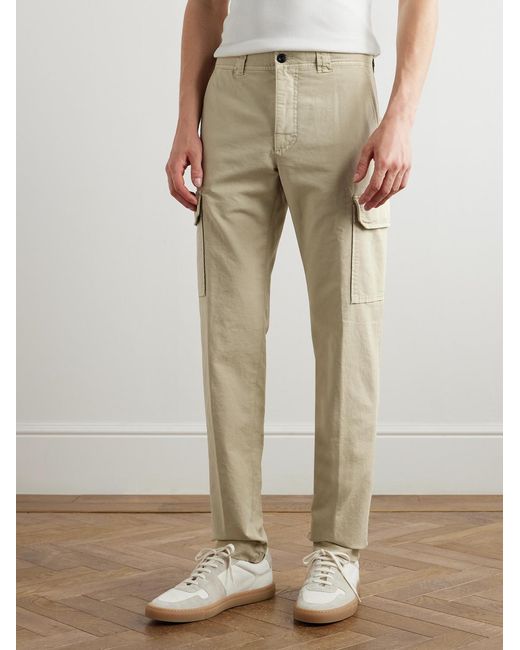 Slowear Natural Tapered Cotton-Blend Cargo Trousers for men