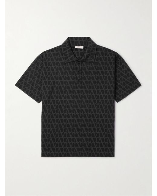 Valentino Garavani Black Toile Iconographe Cotton-jersey Polo Shirt for men