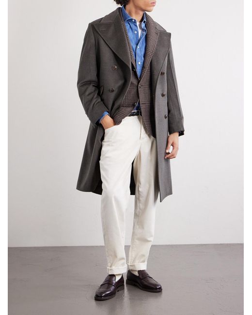 Brunello Cucinelli Brown Houndstooth Cashmere Blazer for men