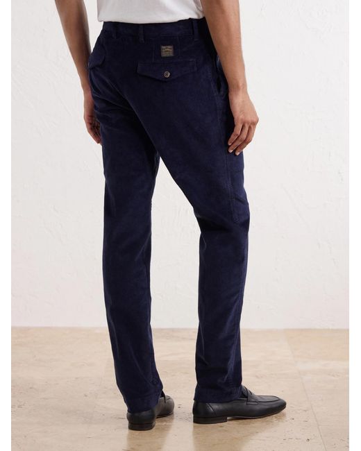 Slowear Blue Incotex Straight-leg Stretch Cotton-corduroy Trousers for men