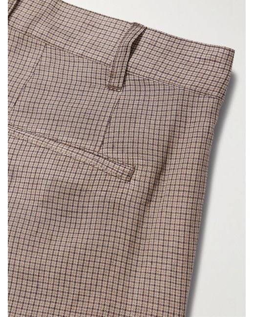 Beams Plus Gerade geschnittene Hose aus einer Leinen-Baumwollmischung mit Karomuster und Falten in Natural für Herren