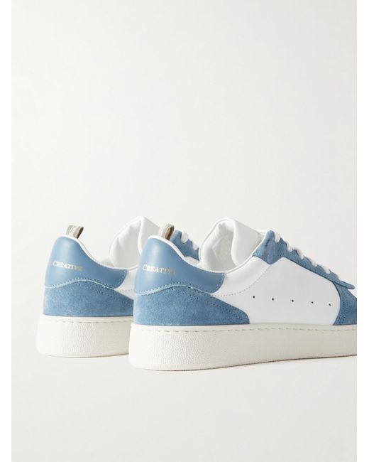 Officine Creative Blue Mower Suede-trimmed Leather Sneakers for men