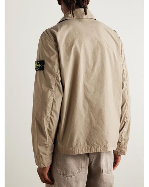 Stone Island Natural Logo-Appliquéd Garment-Dyed Shell Jacket for men