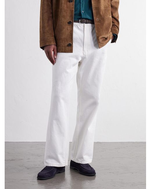 John Lobb White Pace Suede Loafers for men