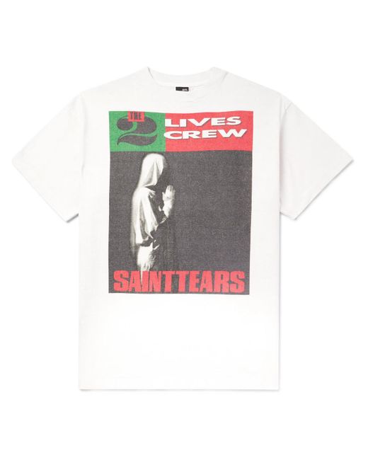 SAINT Mxxxxxx White Denim Tears Saint Tears Printed Cotton-jersey T-shirt for men