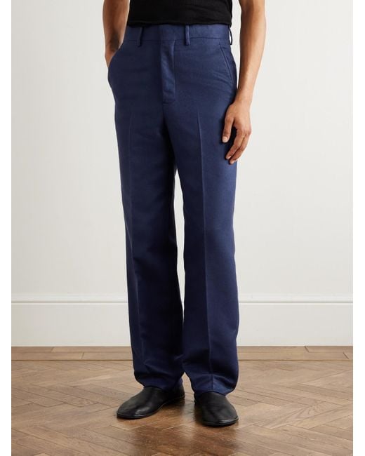 Gabriela Hearst Blue Harold Straight-Leg Brushed Silk-Felt Suit Trousers for men