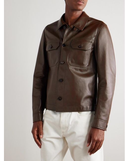 Tom Ford Brown Leather Jacket for men