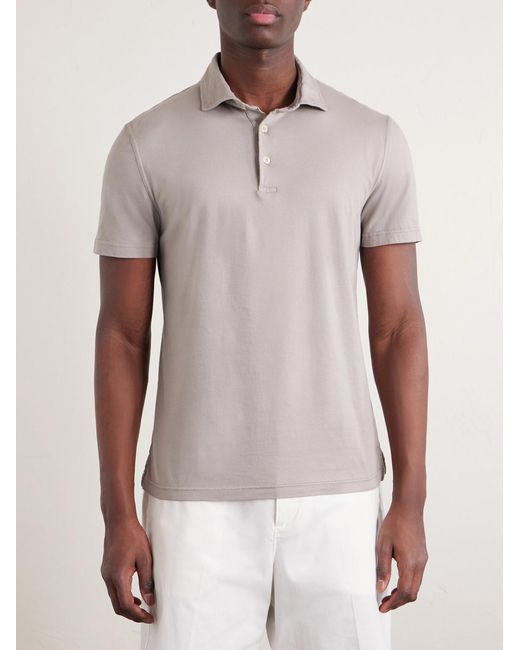 Fedeli Natural Cotton-Blend Jersey Polo Shirt for men