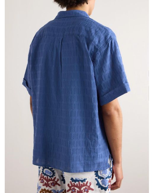 Camicia in cotone jacquard Elio di A Kind Of Guise in Blue da Uomo