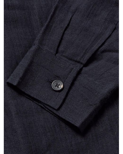 Kartik Research Blue Embroidered Embellished Cotton And Linen-Blend Jacket for men