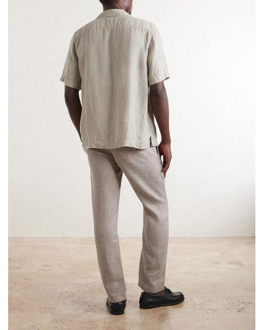 Frescobol Carioca Natural Angelo Camp-collar Linen Shirt for men