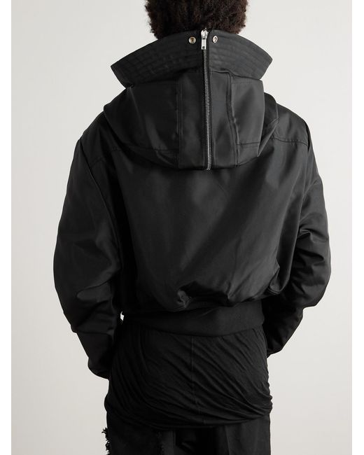 Rick Owens Black Alice Cropped Padded Nylon-Canvas Hooded Bomber Jacket for men