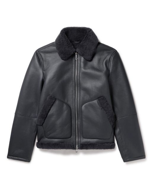 Mr P. Black Shearling-lined Nappa Leather Trucker Jacket for men