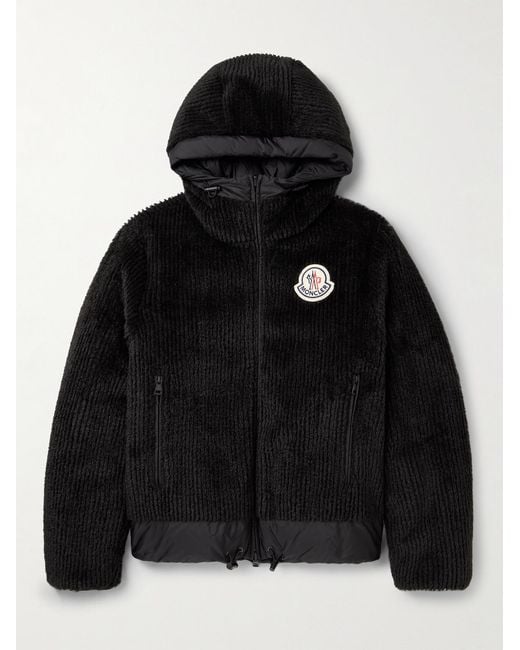 Moncler Black Tejat Reversible Logo-Appliquéd Corduroy And Shell Hooded Down Jacket for men