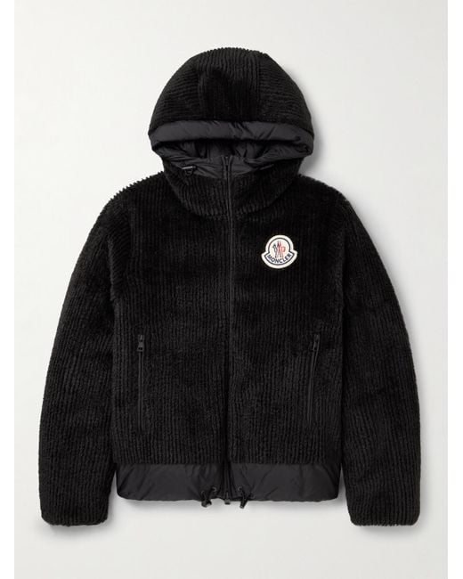 Moncler Black Tejat Reversible Logo-appliquéd Corduroy And Shell Hooded Down Jacket for men