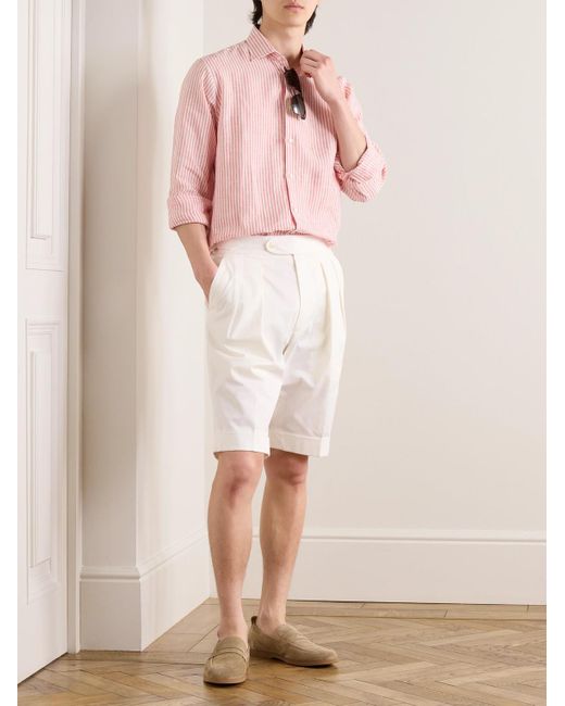 Richard James Pink Striped Linen Shirt for men