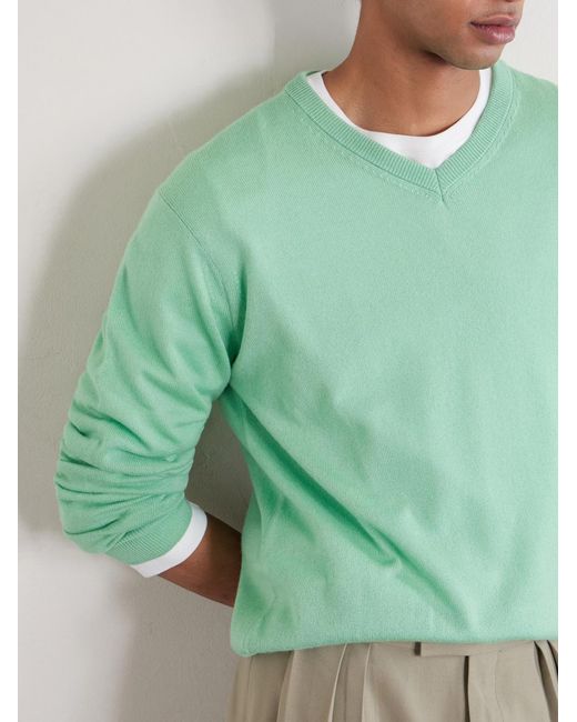 Cashmere And Silk-Blend Sweater di Auralee in Green da Uomo