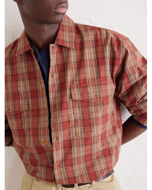 FRIZMWORKS Brown Checked Cotton Shirt for men