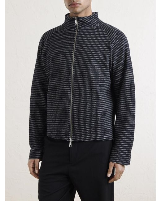 mfpen Blue Leisure Organic Cotton Zip-up Sweater for men