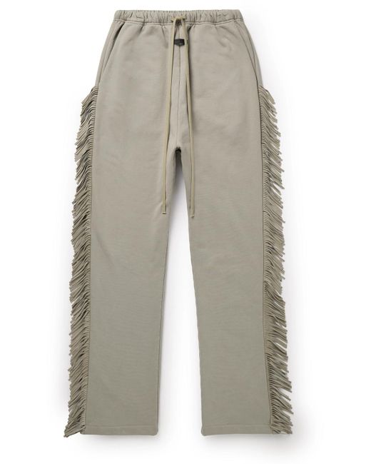 Fear Of God White Straight-leg Fringed Suede-trimmed Cotton-jersey Sweatpants for men