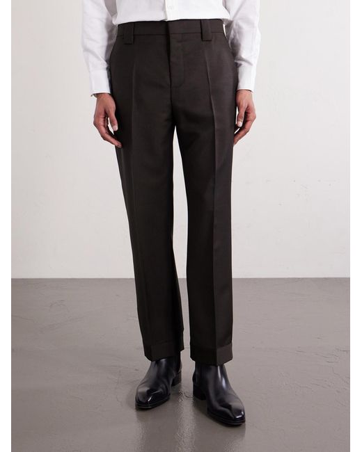 Versace Black Straight-leg Wool And Mohair-blend Trousers for men