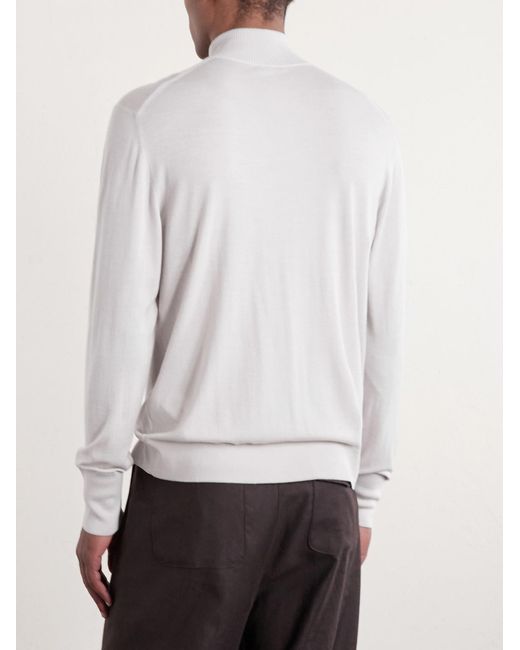 Eleventy White Wool Zip-up Cardigan for men