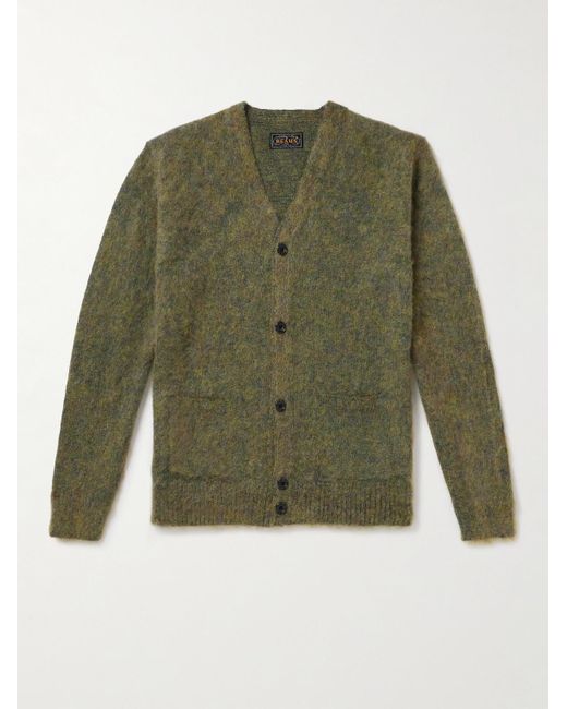 Beams Plus Green Mohair-Blend Cardigan for men