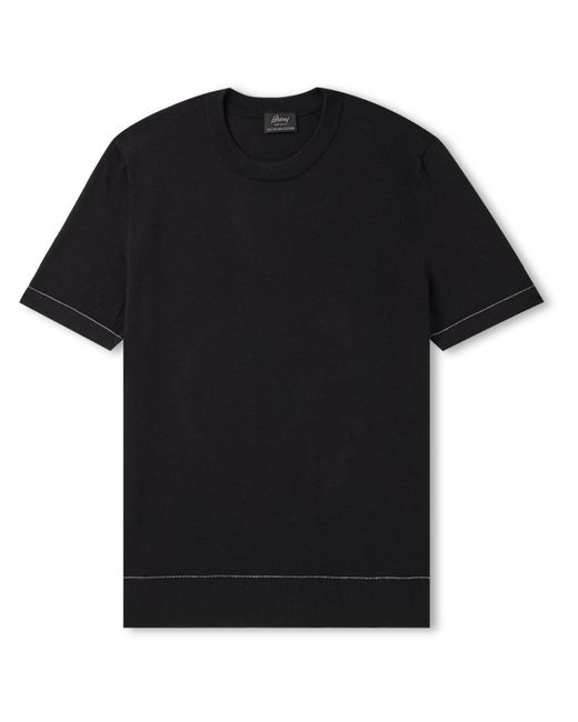 Brioni Black Sea Island Cotton-Piqué T-Shirt for men