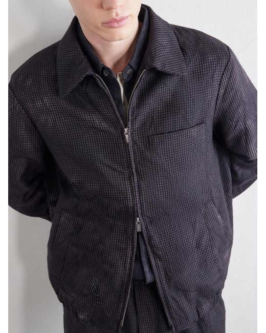 Barena Black Garment-Dyed Houndstooth Wool Blouson Jacket for men
