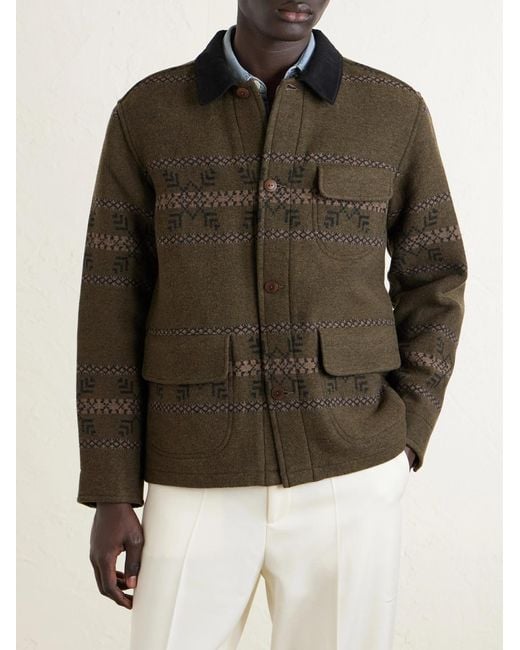RRL Green Virgin Wool-Blend Jacquard Jacket for men