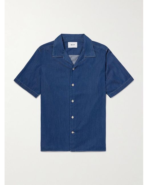 NN07 Blue Julio 5765 Cotton-Chambray Shirt for men