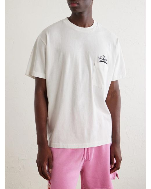 CHERRY LA White Logo-Embroidered Cotton-Jersey T-Shirt for men