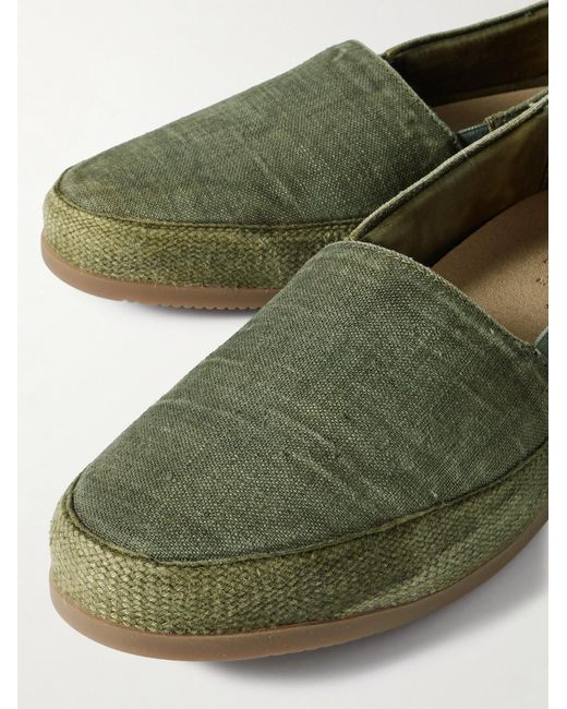 Mulo Green Linen Espadrilles for men