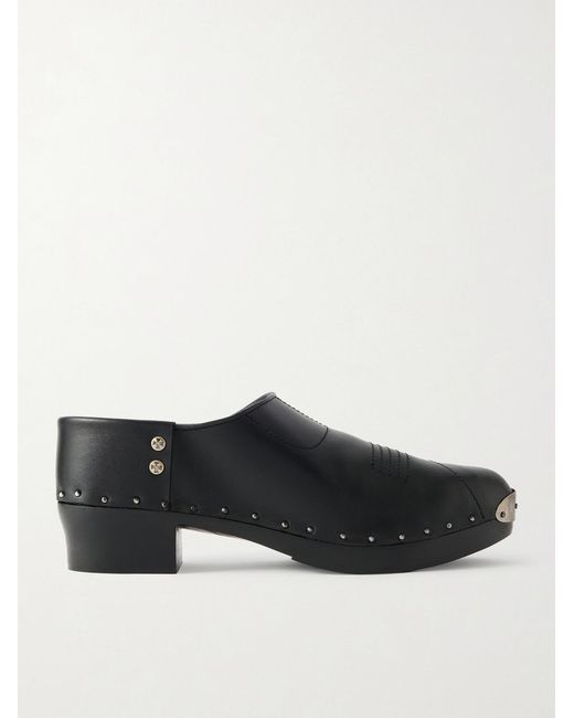 Enfants Riches Deprimes Black Studded Leather Clogs for men