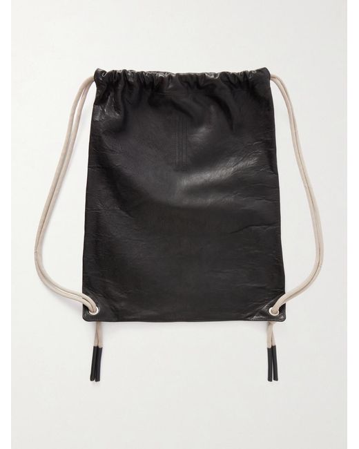 Rick Owens Black Embellished Leather Drawstring Backpack for men