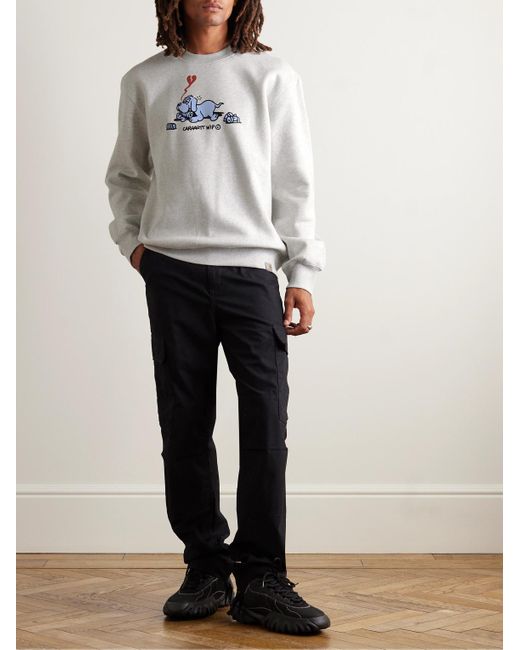 Carhartt White Printed Cotton-blend Jersey Sweatshirt for men